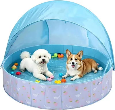 Produktbild von Hundepool faltbar mit Sonnendach, 120 x 30 cm, rutschfest für große Hunde