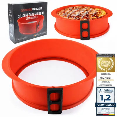 Silikon-Springform mit Glasboden, antihaftbeschichtet, 23 cm, rot