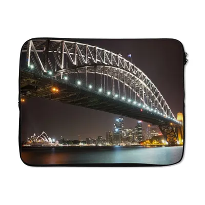 Produktbild von MuchoWow® Laptop Hülle 15 Zoll Brücke - Nacht - Skyline Laptoptasche - Laptoptasche - Sleeve - Rundum-Schutz