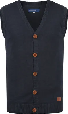 Produktbild von BLEND BHLennardo Herren Pullunder Strickweste Feinstrick Weste mit V-Ausschnitt Holz-Knopfleiste ärmellos Baumwollmischung Regular fit
