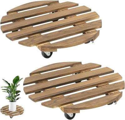 Immagine prodotto di Attrezzo da giardino: piastra rotante rotonda da 30 cm per piante, portata 100 kg - Supporto da giardino con ruote per interni ed esterni