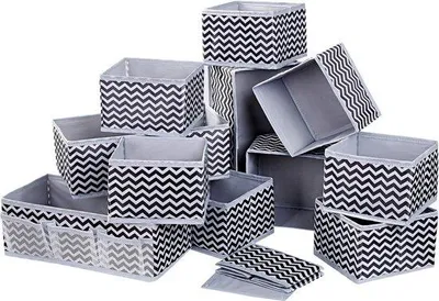 Produktbild von Famanu Aufbewahrungsboxen Set - 12 faltbare Organizer in Hellgrau