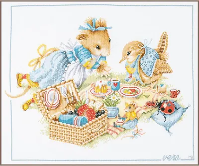 Immagine prodotto di Ricamo a punto croce Lanarte "Picnic con Vera Marjolein Bastin, tessuto contato", schema contato, 49x39cm