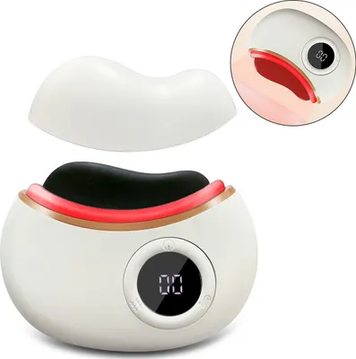 Produktbild von Gua Sha Gesichtsmassagegerät elektrisch, mit Wärme 40–56°C, Rotlicht & 9 Vibrationsstufen, kabellos, für Gesicht & Körper