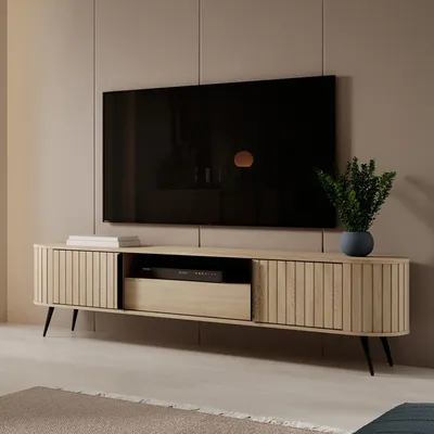Immagine prodotto di Hanotofa - Credenza, 196x40x51h cm Marrone Rovere, un Cassetto