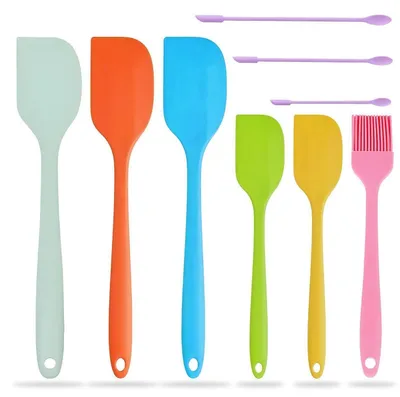Immagine prodotto di Set di 9 spatole in silicone per impasto, adatte al contatto con gli alimenti, senza BPA, lavabili in lavastoviglie, ideali per la preparazione di dolci e piatti