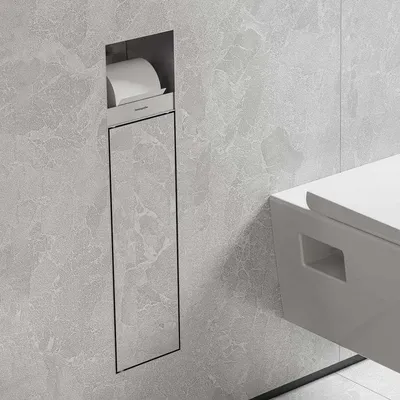 Produktbild von hansgrohe XtraStoris Rock Einbau-Toilettenbürstenhalter mit Papierhalter und befliesbarer Tür