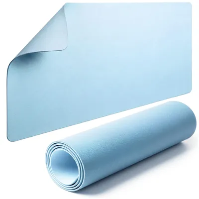 Produktbild von EVI TECH Schreibtischunterlage 90x45 cm Hellblau Rutschfest Kunstleder Großes Mauspad Wasserdicht Schreibtischmatte Tastaturmatte Schutzmatte