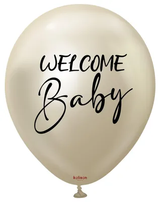 Zdjęcie produktu dla Balony lateksowe Kalisan Welcome Baby Mirror White Gold 45 cm, 2 szt.