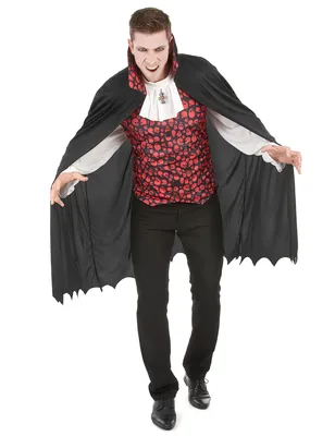 Produktbild von Eleganter Vampir Halloween Herrenkostüm schwarz-rot-weiss