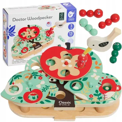 Produktbild von Classic World Holz Spielzeug "Wurm Fangen" Magnetspiel 16 Teile