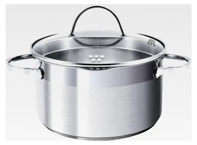 Produktbild von Kochtopf aus der Serie Comfort aus Edelstahl mit einem Durchmesser von 14 cm in Silber, mit Deckel