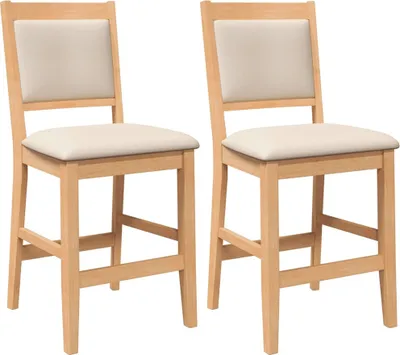Image de Tabourets de bar avec coussins (2 pcs) en bois massif naturel et caoutchouc