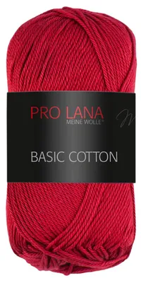 Produktbild von Pro Lana BASIC Baumwolle Baumwollgarn 50 g ideal für Kleidung, Spielzeug, Accessoires 125 m Farbe 030 - rubinrot