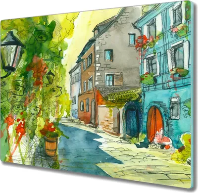 Produktbild von Coloray Schneidebrett Herdabdeckplatte 60x52 cm Kochplattenabdeckung Küchenbrett Hackbrett - Stadtgebäude
