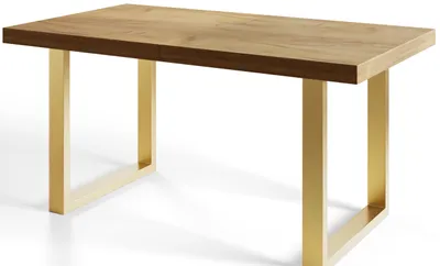 Produktbild von Esstisch Ausziehbar Loft-U, Moderner Wohnzimmertisch 120-220x80x77 cm, Craft  mit Metallbeinen in Gold