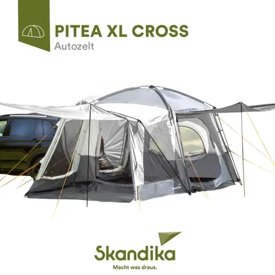 Produktbild von Skandika Heckzelt Pitea XL Cross für 4 Personen | Freistehendes Autozelt mit Schlafkabine, 2,3 m Stehhöhe, wasserdicht, 3000 mm Wassersäule | Camping