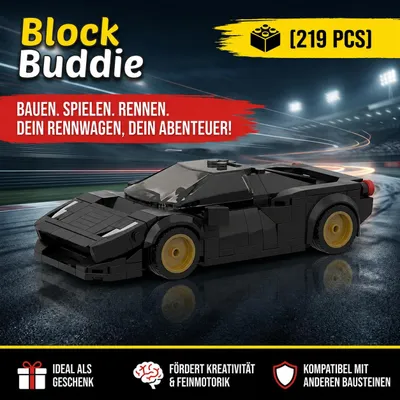Produktbild von BlockBuddie™ 458 Italia inspiriertes Klemmbaustein Auto mit 219 Teilen – Sportwagen Modellbausatz