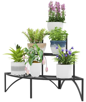 Produktbild von Outsunny 3-Etagen Pflanzenständer, Blumenständer für Innen Außen, Pflanzenregal