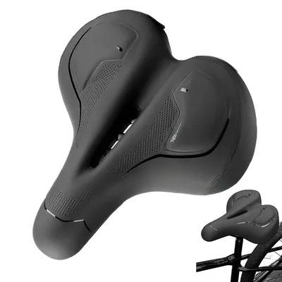 Produktbild von Ergonomischer Fahrradsattel mit weichem Memory-Schaum, stoßdämpfend und atmungsaktiv – idealer Komfort für Männer und Frauen in elegantem Schwarz.