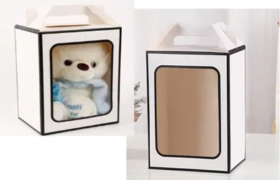 Zdjęcie produktu dla pudełko 12szt. kartonik prezentowy z rączką BIAŁE z okienkiem 25x18x13cm | NT3433