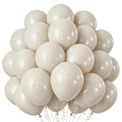 Image de Guirlande de ballons beige, 100 pièces, ballons en latex de 25 cm (10 pouces), couleur sable/blanc, idéal pour anniversaire, baby shower, mariage