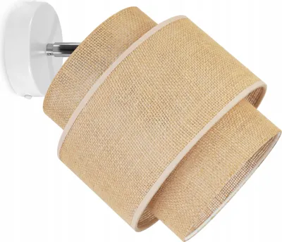 Produktbild von Boho Deckenbeleuchtung Lampen Deckenlampen - Deckenlampe Industrial - Pendelleuchte aus Metall und Stoff - 1-Flammig - Weiß Basis und Jute