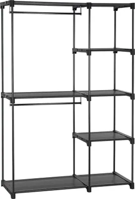 Produktbild von Famanu Kleiderständer mit 2 Kleiderstangen und Ablageflächen - Multifunktional