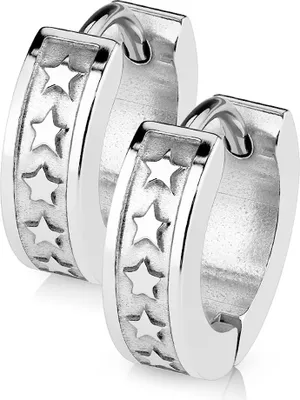 Produktbild von Creolen Klappcreolen Ohrringe Edelstahl Herren Damen Sterne Ohrstecker Silber silber
