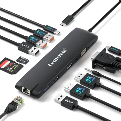 Image de Station d'accueil USB-C Verbeterde, 13 en 1, avec 3 ports d'affichage