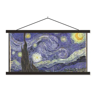 Produktbild von MuchoWow® Textilposter Sternennacht - Vincent van Gogh 90x45 cm mit schwarzem Rahmen - Klemmleisten