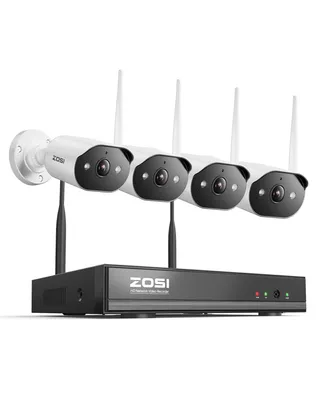 Produktbild von ZOSI 2K Überwachungskamera Set Außen WLAN mit 4X 3MP WiFi IP Kameras, 2 Wege Audio, Spotlight Alarm, Farbe Nachtsicht, Keine Festplatte inklusive