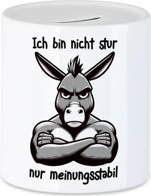 Produktbild von Ich bin nicht stur nur meinungsstabil Muskulöser Esel Spardose - Sturheit Humor