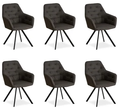 Image de Homestyle4u Chaise de salle à manger, lot de 6, anthracite Chaises rembourrées Chaises à accoudoirs