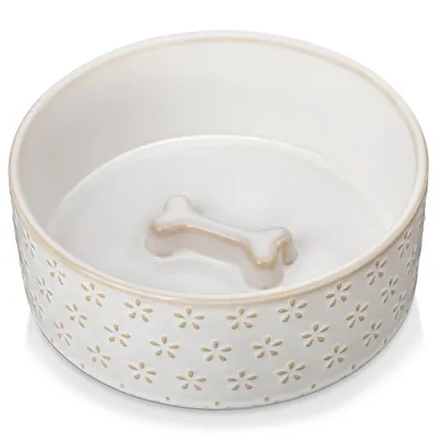 Image de MALACASA, gamelle 1 pièce pour chiens et chats, gamelle en faïence, motif floral