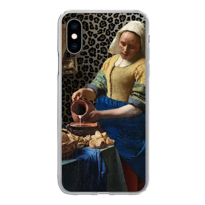 Produktbild von MuchoWow® Handyhülle Schutzhülle Hülle für iPhone X Milchmädchen - Kunst - Pantherdruck - Vermeer - Gemälde - Alte Meister Silikon Softcase Handy Hülle - Handyhülle