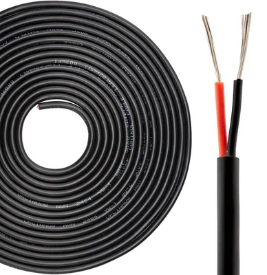 Productafbeelding van 7 meter zwarte kabel, 2-aderige kabel, 24 AWG, 0,2 mm²