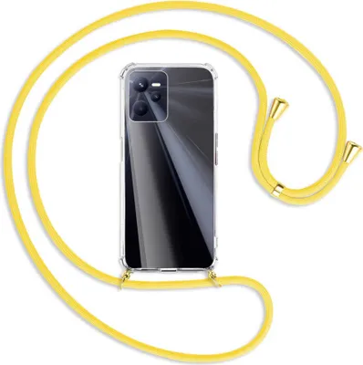 Produktbild von Handykette Backcover-Schutzhülle mit Band (Metall goldfarben) für Realme C35 - gelb