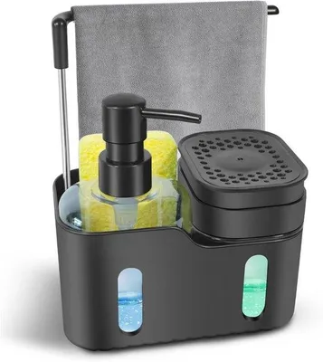 Produktbild von Famanu Seifenspender 4-in-1 - Küchenorganizer in Schwarz