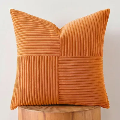 Produktbild von Kissenbezug Orange 65x65 cm Kordsamt Weich Dekokissenhülle 1 Stück