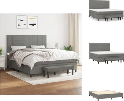 Obrázok produktu pre vidaXL Box spring posteľ s matracom tmavosivá 160x200 cm látka - Postele a rámy postelí