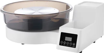 Zdjęcie produktu dla SucceBuy Elektryczna koło garncarskie 450 W, koło garncarskie z talerzem obrotowym 28/36 cm, tarczą ceramiczną z pedałem nożnym, regulowaną prędkością obrotową od 30 do 300 obr./min i zdejmowaną miską, idealne do samodzielnego tworzenia dzieł sztuki z gliny i dla początkujących, białe