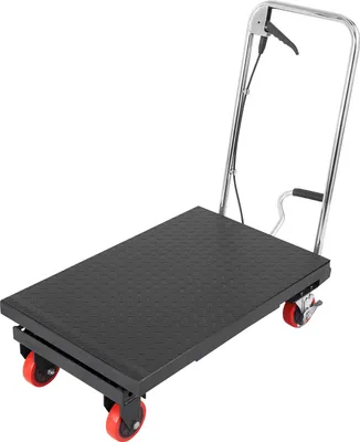 Obrázok produktu pre Hydraulický nožnicový zdvihací stôl SucceBuy s nosnosťou 230 kg, výškovo nastaviteľný od 220 do 720 mm, veľkosť plošiny 700 x 450 mm, ideálny pre dielne, sklady a továrne, konštrukcia s jednými nožnicami v čiernej farbe