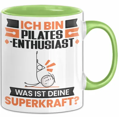 Produktbild von Pilates-Enthusiast Tasse Geschenk für Pilates-Enthusiast Geburtstag Lustiger Spruch Kaffee-Becher Was Ist Deine Superkraft (Grün)