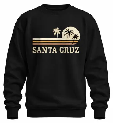 Produktbild von SANTA CRUZ Surfen Kalifornien Strand Palmen Vintage Retro Sweatshirt Pullover, Schwarz, XXL