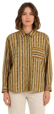 Imagen del producto de Blusa de mujer, marca Mat de Misaine, a rayas, color marrón, talla M
