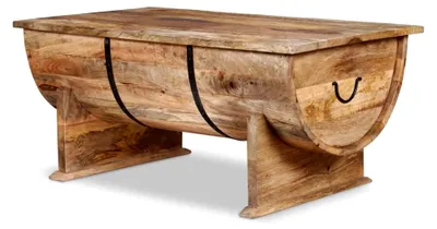 Produktbild von Couchtisch Nachttisch Laptoptisch aus massivem Mangoholz 88 x 50 x 40 cm für Wohnzimmer Schlafzimmer Büro