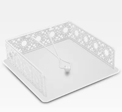 Metall-Serviettenhalter weiß, 20x20x8 cm, Sonnenblumen-Design