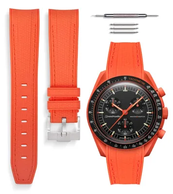Image de Bracelet de montre 20 mm - Silicone liquide - Compatible avec Omega x Swatch MoonSwatch - Kit d'installation inclus - Boutons arrondis - Compatibilité parfaite - Montre