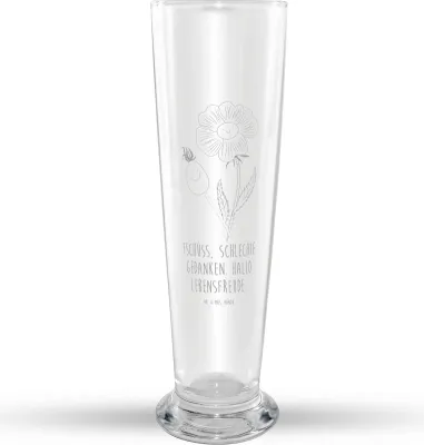 Produktbild von Mr. & Mrs. Panda Bierglas Blume Hagebutte - Transparent - Geschenk, Garten, Bier Glas, Mr Mrs Weizenglas, Weizen, Weißbierglas, Lebensfreude, Schlechte Gedanken